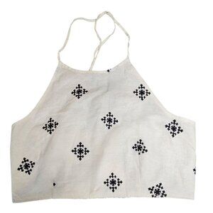 House of Harlow‎ 1960 Womens L Linen Blend Embroidered Halter Top